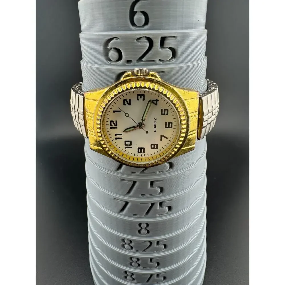 Two Tone Quartz Watch White Dial Coin Edge Bezel Gold